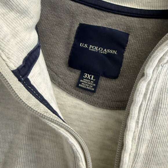 U.S. Polo Assn. Men's Mock Neck Quarter-Zip Pullover, Gray, 3XL - Picture 4 of 9